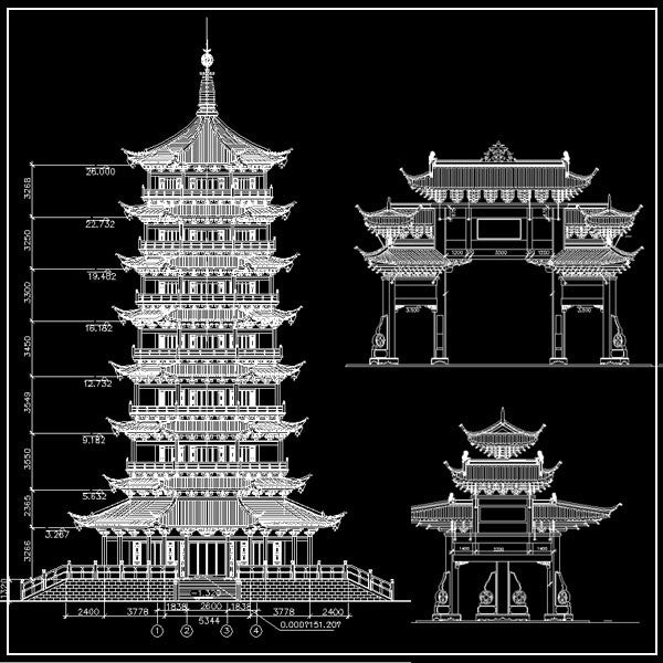 Chinese Architecture - CAD Design | Download CAD Drawings | AutoCAD Blocks | AutoCAD Symbols | CAD Drawings | Architecture Details│Landscape Details | See more about AutoCAD, Cad Drawing and Architecture Details