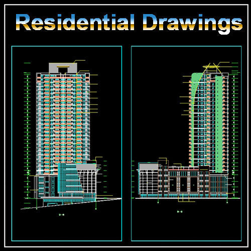 32 Floor Residential drawings - CAD Design | Download CAD Drawings | AutoCAD Blocks | AutoCAD Symbols | CAD Drawings | Architecture Details│Landscape Details | See more about AutoCAD, Cad Drawing and Architecture Details