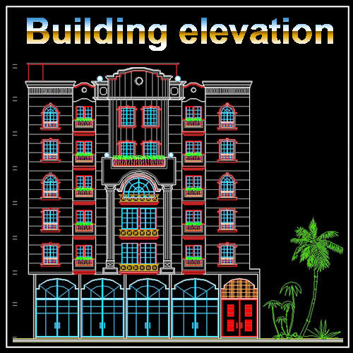 Building Elevation 13 - CAD Design | Download CAD Drawings | AutoCAD Blocks | AutoCAD Symbols | CAD Drawings | Architecture Details│Landscape Details | See more about AutoCAD, Cad Drawing and Architecture Details