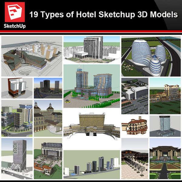 💎【Sketchup Architecture 3D Projects】19 Types of Hotel Sketchup 3D Models - CAD Design | Download CAD Drawings | AutoCAD Blocks | AutoCAD Symbols | CAD Drawings | Architecture Details│Landscape Details | See more about AutoCAD, Cad Drawing and Architecture Details