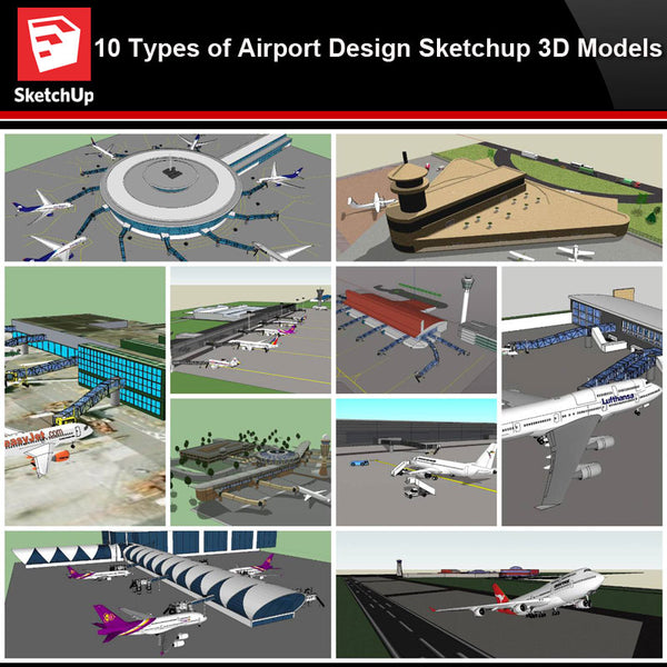💎【Sketchup Architecture 3D Projects】10 Types of Airport Design Sketchup 3D Models V2 - CAD Design | Download CAD Drawings | AutoCAD Blocks | AutoCAD Symbols | CAD Drawings | Architecture Details│Landscape Details | See more about AutoCAD, Cad Drawing and Architecture Details