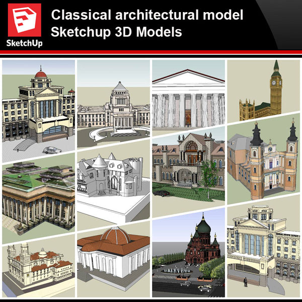 💎【Sketchup Architecture 3D Projects】European Classical Architecture Sketchup 3D Models V1 - CAD Design | Download CAD Drawings | AutoCAD Blocks | AutoCAD Symbols | CAD Drawings | Architecture Details│Landscape Details | See more about AutoCAD, Cad Drawing and Architecture Details