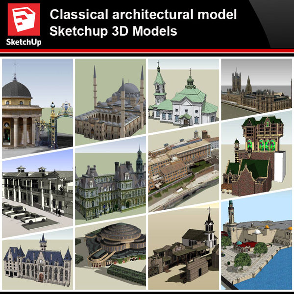 💎【Sketchup Architecture 3D Projects】European Classical Architecture Sketchup 3D Models V2 - CAD Design | Download CAD Drawings | AutoCAD Blocks | AutoCAD Symbols | CAD Drawings | Architecture Details│Landscape Details | See more about AutoCAD, Cad Drawing and Architecture Details