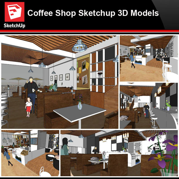 💎【Sketchup Architecture 3D Projects】Coffee Shop Sketchup 3D Models - CAD Design | Download CAD Drawings | AutoCAD Blocks | AutoCAD Symbols | CAD Drawings | Architecture Details│Landscape Details | See more about AutoCAD, Cad Drawing and Architecture Details