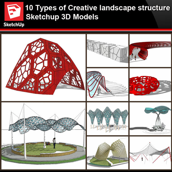 💎【Sketchup Architecture 3D Projects】10 Types of Creative landscape structure Sketchup 3D Models V4 - CAD Design | Download CAD Drawings | AutoCAD Blocks | AutoCAD Symbols | CAD Drawings | Architecture Details│Landscape Details | See more about AutoCAD, Cad Drawing and Architecture Details
