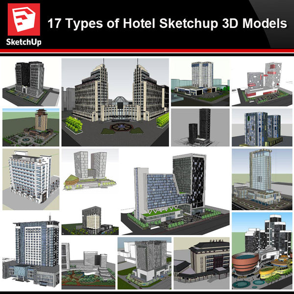 💎【Sketchup Architecture 3D Projects】17 Types of Hotel Sketchup 3D Models - CAD Design | Download CAD Drawings | AutoCAD Blocks | AutoCAD Symbols | CAD Drawings | Architecture Details│Landscape Details | See more about AutoCAD, Cad Drawing and Architecture Details
