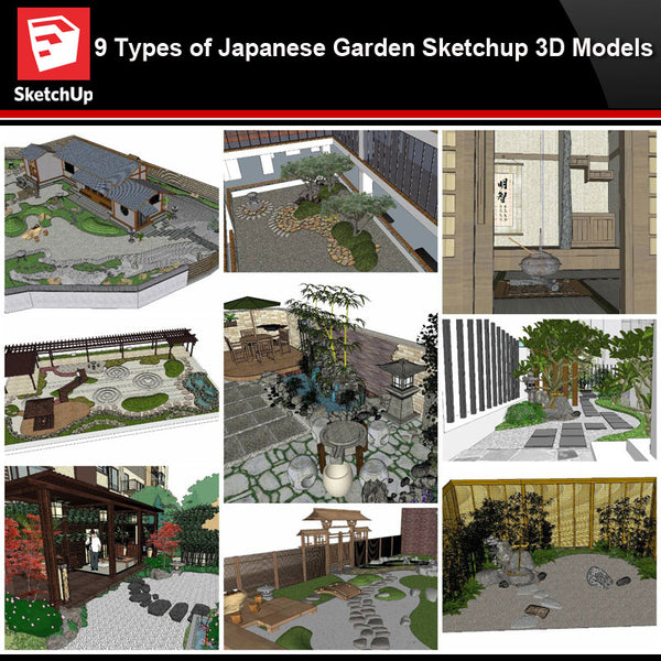 💎【Sketchup Architecture 3D Projects】9 Types of Japanese Garden Sketchup 3D Models - CAD Design | Download CAD Drawings | AutoCAD Blocks | AutoCAD Symbols | CAD Drawings | Architecture Details│Landscape Details | See more about AutoCAD, Cad Drawing and Architecture Details