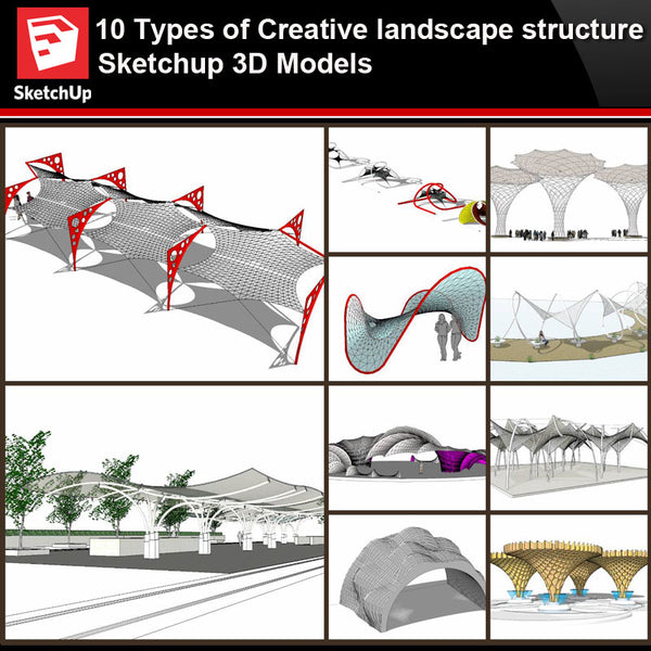 💎【Sketchup Architecture 3D Projects】10 Types of Creative landscape structure Sketchup 3D Models V3 - CAD Design | Download CAD Drawings | AutoCAD Blocks | AutoCAD Symbols | CAD Drawings | Architecture Details│Landscape Details | See more about AutoCAD, Cad Drawing and Architecture Details