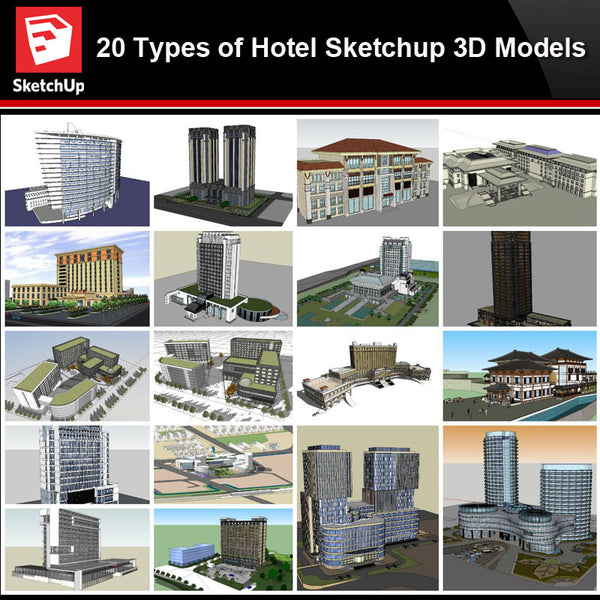 💎【Sketchup Architecture 3D Projects】20 Types of Hotel Sketchup 3D Models - CAD Design | Download CAD Drawings | AutoCAD Blocks | AutoCAD Symbols | CAD Drawings | Architecture Details│Landscape Details | See more about AutoCAD, Cad Drawing and Architecture Details