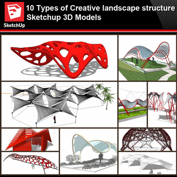 💎【Sketchup Architecture 3D Projects】10 Types of Creative landscape structure Sketchup 3D Models V1 - CAD Design | Download CAD Drawings | AutoCAD Blocks | AutoCAD Symbols | CAD Drawings | Architecture Details│Landscape Details | See more about AutoCAD, Cad Drawing and Architecture Details
