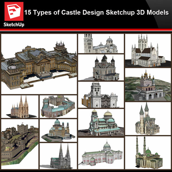 💎【Sketchup Architecture 3D Projects】15 Types of Castle Design Sketchup 3D Models V1 - CAD Design | Download CAD Drawings | AutoCAD Blocks | AutoCAD Symbols | CAD Drawings | Architecture Details│Landscape Details | See more about AutoCAD, Cad Drawing and Architecture Details