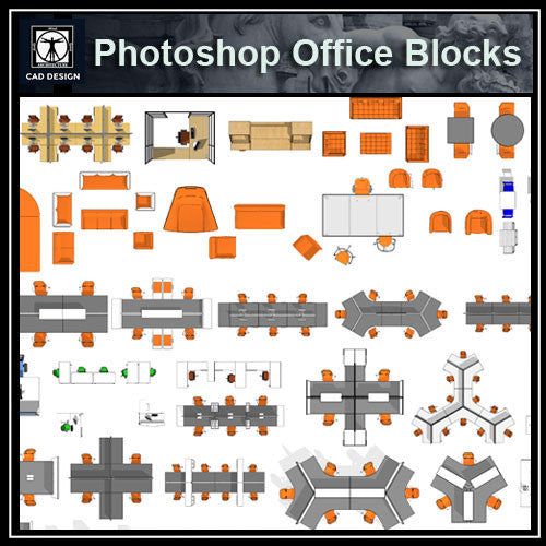 Photoshop PSD Office Blocks - CAD Design | Download CAD Drawings | AutoCAD Blocks | AutoCAD Symbols | CAD Drawings | Architecture Details│Landscape Details | See more about AutoCAD, Cad Drawing and Architecture Details