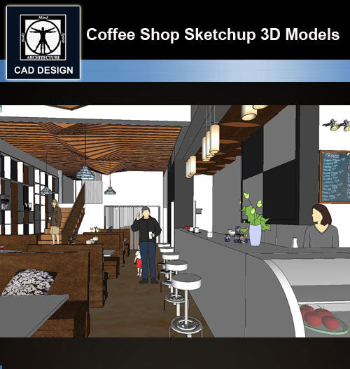 【Sketchup 3D Models】Coffee Shop Design Sketchup 3D Models - CAD Design | Download CAD Drawings | AutoCAD Blocks | AutoCAD Symbols | CAD Drawings | Architecture Details│Landscape Details | See more about AutoCAD, Cad Drawing and Architecture Details