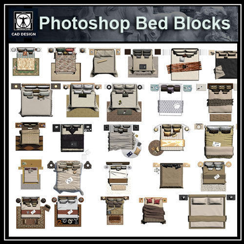 Photoshop PSD Bed Blocks 3 - CAD Design | Download CAD Drawings | AutoCAD Blocks | AutoCAD Symbols | CAD Drawings | Architecture Details│Landscape Details | See more about AutoCAD, Cad Drawing and Architecture Details