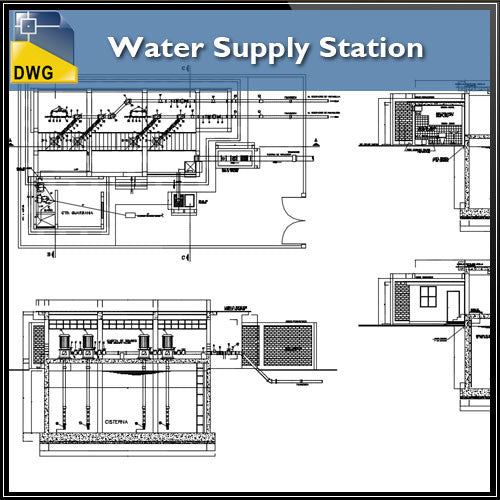 Water Supply Station - CAD Design | Download CAD Drawings | AutoCAD Blocks | AutoCAD Symbols | CAD Drawings | Architecture Details│Landscape Details | See more about AutoCAD, Cad Drawing and Architecture Details