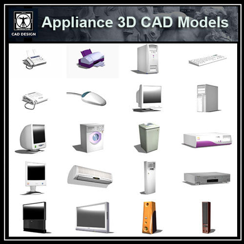 Appliances 3D Cad Models - CAD Design | Download CAD Drawings | AutoCAD Blocks | AutoCAD Symbols | CAD Drawings | Architecture Details│Landscape Details | See more about AutoCAD, Cad Drawing and Architecture Details