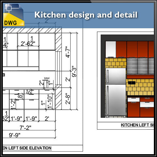 Kitchen design and detail - CAD Design | Download CAD Drawings | AutoCAD Blocks | AutoCAD Symbols | CAD Drawings | Architecture Details│Landscape Details | See more about AutoCAD, Cad Drawing and Architecture Details