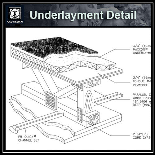 Free CAD Details- Underlayment Detail - CAD Design | Download CAD Drawings | AutoCAD Blocks | AutoCAD Symbols | CAD Drawings | Architecture Details│Landscape Details | See more about AutoCAD, Cad Drawing and Architecture Details
