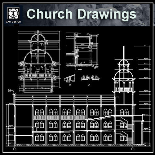Cathedrals and Church 4 - CAD Design | Download CAD Drawings | AutoCAD Blocks | AutoCAD Symbols | CAD Drawings | Architecture Details│Landscape Details | See more about AutoCAD, Cad Drawing and Architecture Details
