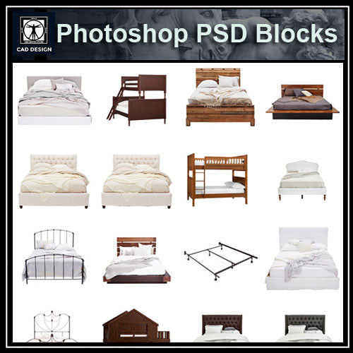 Photoshop PSD Bed Blocks V2 - CAD Design | Download CAD Drawings | AutoCAD Blocks | AutoCAD Symbols | CAD Drawings | Architecture Details│Landscape Details | See more about AutoCAD, Cad Drawing and Architecture Details