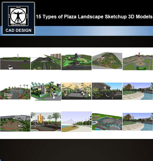 【Sketchup 3D Models】15 Types of Plaza Landscape Sketchup 3D Models  V.2 - CAD Design | Download CAD Drawings | AutoCAD Blocks | AutoCAD Symbols | CAD Drawings | Architecture Details│Landscape Details | See more about AutoCAD, Cad Drawing and Architecture Details