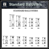 Free CAD Details-Standard Balusters - CAD Design | Download CAD Drawings | AutoCAD Blocks | AutoCAD Symbols | CAD Drawings | Architecture Details│Landscape Details | See more about AutoCAD, Cad Drawing and Architecture Details