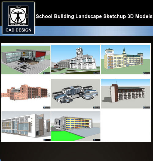 【Sketchup 3D Models】8 Types of School Design Sketchup 3D Models  V.9 - CAD Design | Download CAD Drawings | AutoCAD Blocks | AutoCAD Symbols | CAD Drawings | Architecture Details│Landscape Details | See more about AutoCAD, Cad Drawing and Architecture Details