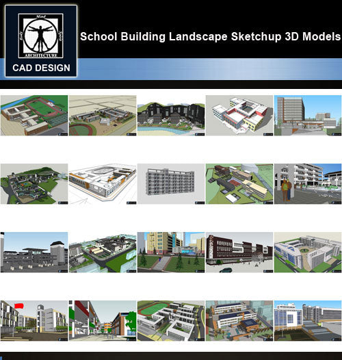 【Sketchup 3D Models】20 Types of School Design Sketchup 3D Models  V.4 - CAD Design | Download CAD Drawings | AutoCAD Blocks | AutoCAD Symbols | CAD Drawings | Architecture Details│Landscape Details | See more about AutoCAD, Cad Drawing and Architecture Details