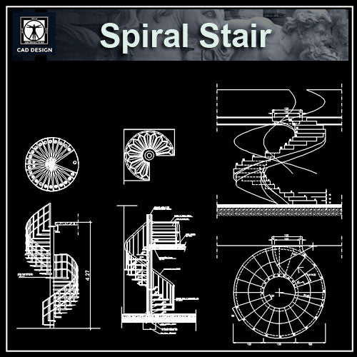 Free Spiral Stair Details - CAD Design | Download CAD Drawings | AutoCAD Blocks | AutoCAD Symbols | CAD Drawings | Architecture Details│Landscape Details | See more about AutoCAD, Cad Drawing and Architecture Details