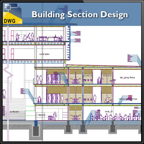 Building Section design - CAD Design | Download CAD Drawings | AutoCAD Blocks | AutoCAD Symbols | CAD Drawings | Architecture Details│Landscape Details | See more about AutoCAD, Cad Drawing and Architecture Details
