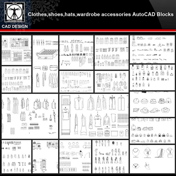 ★【Clothes,Shoes,Hats,Wardrobe Accessories Autocad Blocks Collections】All kinds of CAD Blocks - CAD Design | Download CAD Drawings | AutoCAD Blocks | AutoCAD Symbols | CAD Drawings | Architecture Details│Landscape Details | See more about AutoCAD, Cad Drawing and Architecture Details