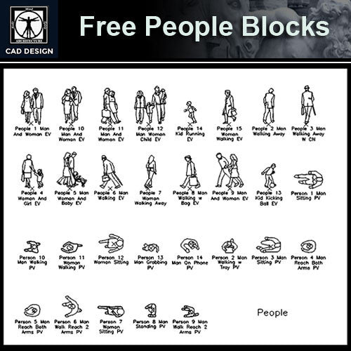 Free People Blocks 2 - CAD Design | Download CAD Drawings | AutoCAD Blocks | AutoCAD Symbols | CAD Drawings | Architecture Details│Landscape Details | See more about AutoCAD, Cad Drawing and Architecture Details