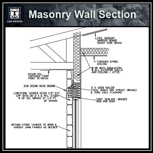Free CAD Details-Masonry Wall Section - CAD Design | Download CAD Drawings | AutoCAD Blocks | AutoCAD Symbols | CAD Drawings | Architecture Details│Landscape Details | See more about AutoCAD, Cad Drawing and Architecture Details