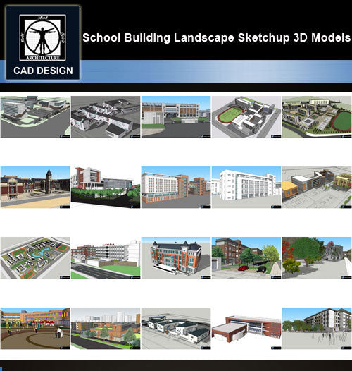 【Sketchup 3D Models】20 Types of School Design Sketchup 3D Models  V.5 - CAD Design | Download CAD Drawings | AutoCAD Blocks | AutoCAD Symbols | CAD Drawings | Architecture Details│Landscape Details | See more about AutoCAD, Cad Drawing and Architecture Details