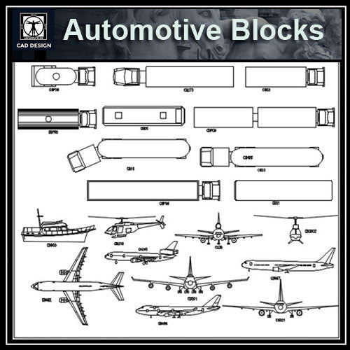 Automobile-Airplane-Truck Blocks - CAD Design | Download CAD Drawings | AutoCAD Blocks | AutoCAD Symbols | CAD Drawings | Architecture Details│Landscape Details | See more about AutoCAD, Cad Drawing and Architecture Details