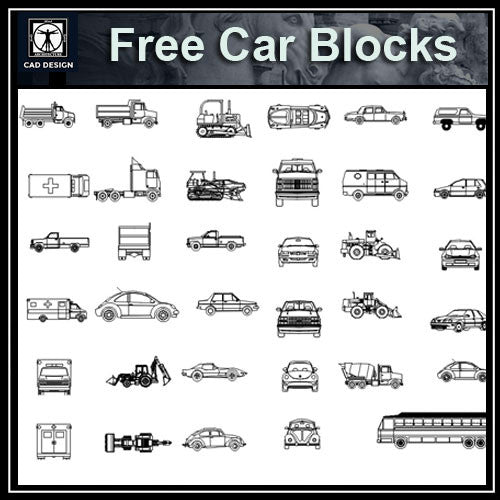 Free Automobile Blocks 3 - CAD Design | Download CAD Drawings | AutoCAD Blocks | AutoCAD Symbols | CAD Drawings | Architecture Details│Landscape Details | See more about AutoCAD, Cad Drawing and Architecture Details