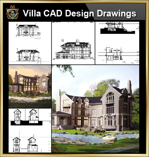 ★【Villa CAD Design,Details Project V.4-England Manor Style】Chateau,Manor,Mansion,Villa@Autocad Blocks,Drawings,CAD Details,Elevation - CAD Design | Download CAD Drawings | AutoCAD Blocks | AutoCAD Symbols | CAD Drawings | Architecture Details│Landscape Details | See more about AutoCAD, Cad Drawing and Architecture Details