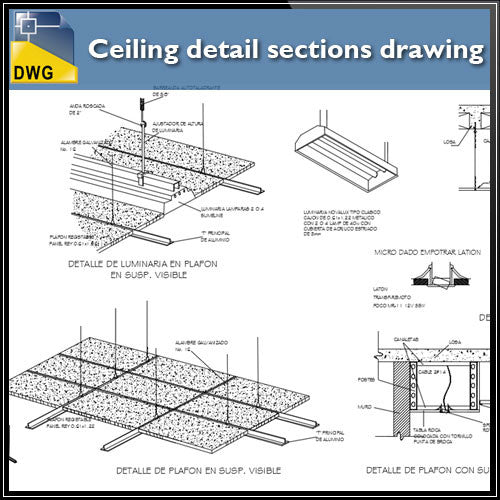 Free Ceiling detail sections drawing - CAD Design | Download CAD Drawings | AutoCAD Blocks | AutoCAD Symbols | CAD Drawings | Architecture Details│Landscape Details | See more about AutoCAD, Cad Drawing and Architecture Details