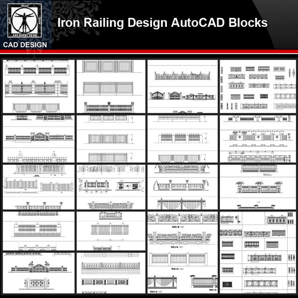 ★【Iron Railing Design Autocad Blocks Collections】All kinds of Forged iron gate CAD Blocks - CAD Design | Download CAD Drawings | AutoCAD Blocks | AutoCAD Symbols | CAD Drawings | Architecture Details│Landscape Details | See more about AutoCAD, Cad Drawing and Architecture Details