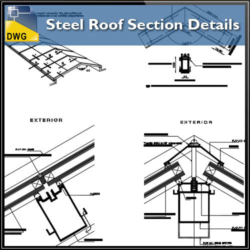 Steel Roof Section Details - CAD Design | Download CAD Drawings | AutoCAD Blocks | AutoCAD Symbols | CAD Drawings | Architecture Details│Landscape Details | See more about AutoCAD, Cad Drawing and Architecture Details