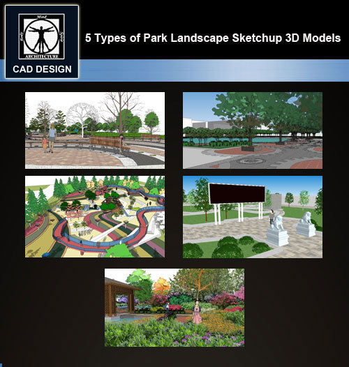 【Sketchup 3D Models】5 Types of Park Landscape Sketchup 3D Models  V.3 - CAD Design | Download CAD Drawings | AutoCAD Blocks | AutoCAD Symbols | CAD Drawings | Architecture Details│Landscape Details | See more about AutoCAD, Cad Drawing and Architecture Details