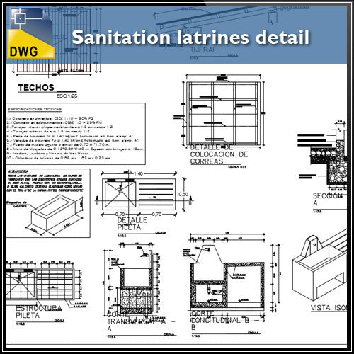 Sanitation latrines architecture detail dwg files - CAD Design | Download CAD Drawings | AutoCAD Blocks | AutoCAD Symbols | CAD Drawings | Architecture Details│Landscape Details | See more about AutoCAD, Cad Drawing and Architecture Details