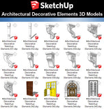 【Sketchup 3D Models】25 Types of Architectural Decorative Elements Sketchup models V.2 - CAD Design | Download CAD Drawings | AutoCAD Blocks | AutoCAD Symbols | CAD Drawings | Architecture Details│Landscape Details | See more about AutoCAD, Cad Drawing and Architecture Details