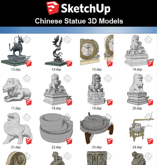 【Sketchup 3D Models】57 Types of Chinese Statue Design 3D Models - CAD Design | Download CAD Drawings | AutoCAD Blocks | AutoCAD Symbols | CAD Drawings | Architecture Details│Landscape Details | See more about AutoCAD, Cad Drawing and Architecture Details