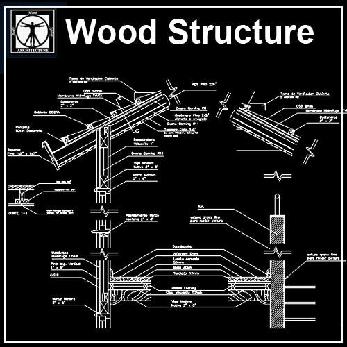 Free Wood Structure Details 1 - CAD Design | Download CAD Drawings | AutoCAD Blocks | AutoCAD Symbols | CAD Drawings | Architecture Details│Landscape Details | See more about AutoCAD, Cad Drawing and Architecture Details