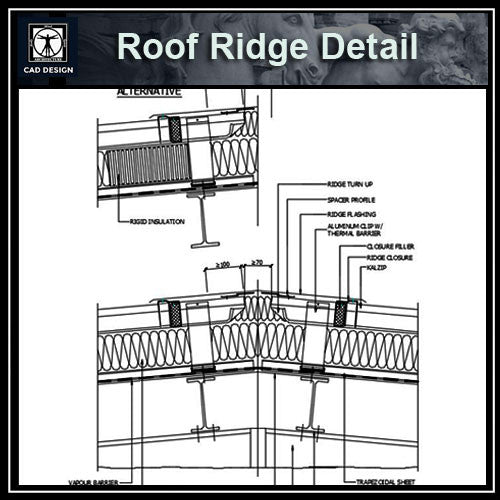 Free CAD Details-Roof Ridge Detail - CAD Design | Download CAD Drawings | AutoCAD Blocks | AutoCAD Symbols | CAD Drawings | Architecture Details│Landscape Details | See more about AutoCAD, Cad Drawing and Architecture Details