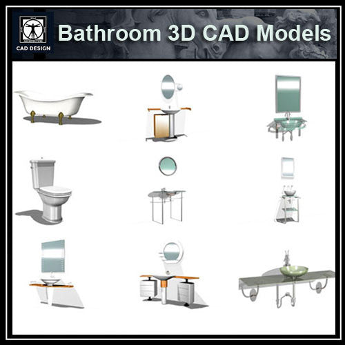 Bathroom 3D Cad Models - CAD Design | Download CAD Drawings | AutoCAD Blocks | AutoCAD Symbols | CAD Drawings | Architecture Details│Landscape Details | See more about AutoCAD, Cad Drawing and Architecture Details