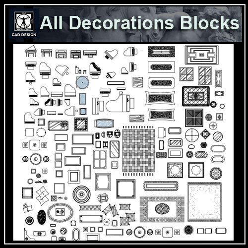 All Decoration Blocks - CAD Design | Download CAD Drawings | AutoCAD Blocks | AutoCAD Symbols | CAD Drawings | Architecture Details│Landscape Details | See more about AutoCAD, Cad Drawing and Architecture Details