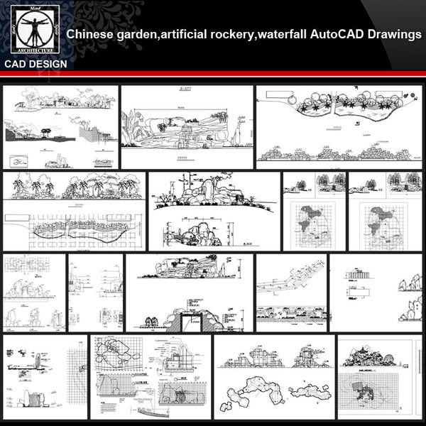 ★【Chinese Garden,Artificial rockery,Waterfall Autocad Drawings】All kinds of Chinese Landscape CAD Drawings - CAD Design | Download CAD Drawings | AutoCAD Blocks | AutoCAD Symbols | CAD Drawings | Architecture Details│Landscape Details | See more about AutoCAD, Cad Drawing and Architecture Details