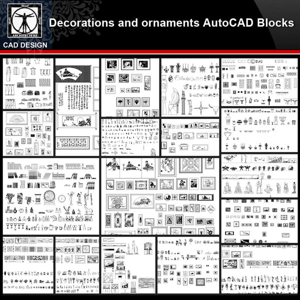 ★【Decorations and ornaments Autocad Blocks Collections】All kinds of Decorations CAD Blocks - CAD Design | Download CAD Drawings | AutoCAD Blocks | AutoCAD Symbols | CAD Drawings | Architecture Details│Landscape Details | See more about AutoCAD, Cad Drawing and Architecture Details